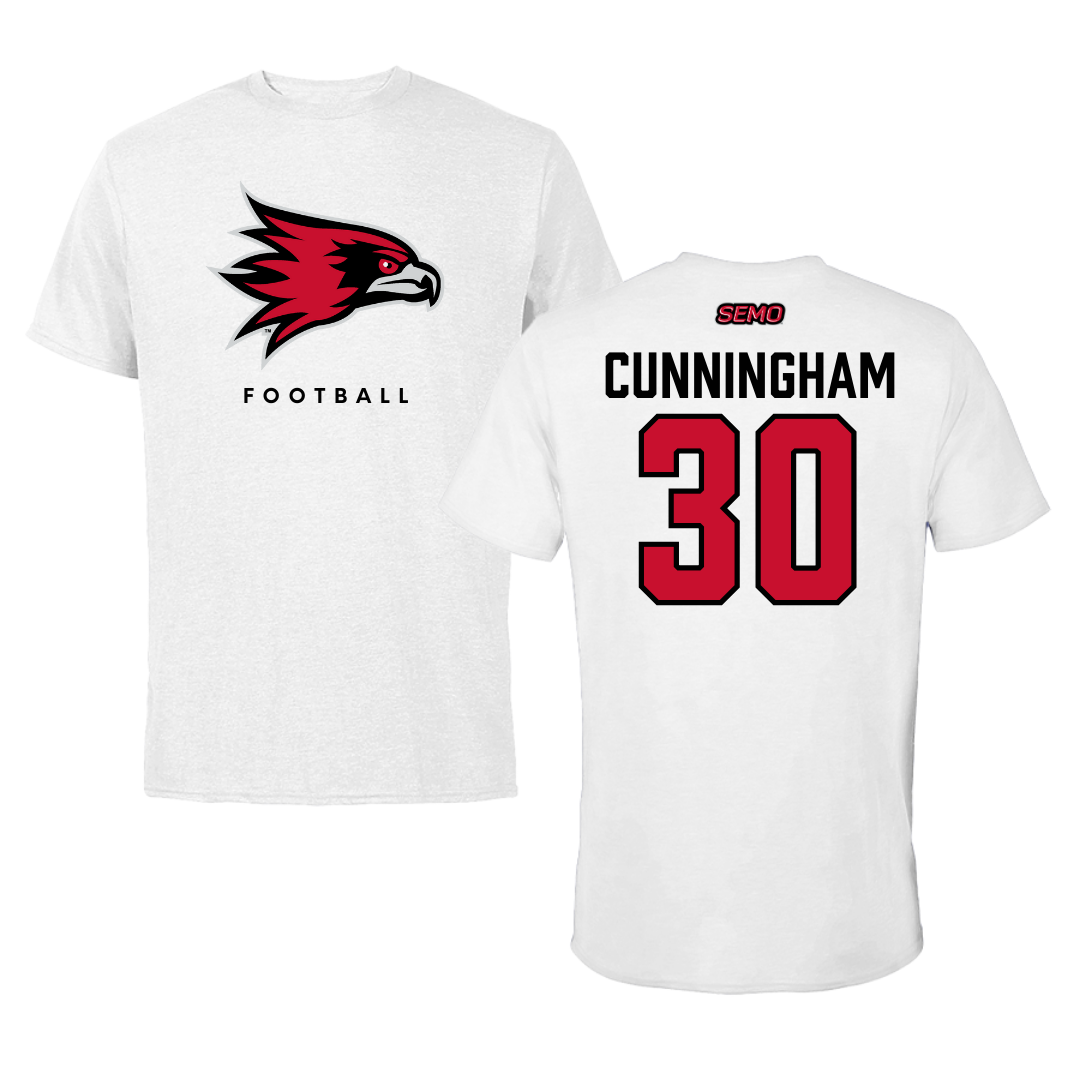 Southeast Missouri State University Football White Performance Tee - #30 Judd Cunningham