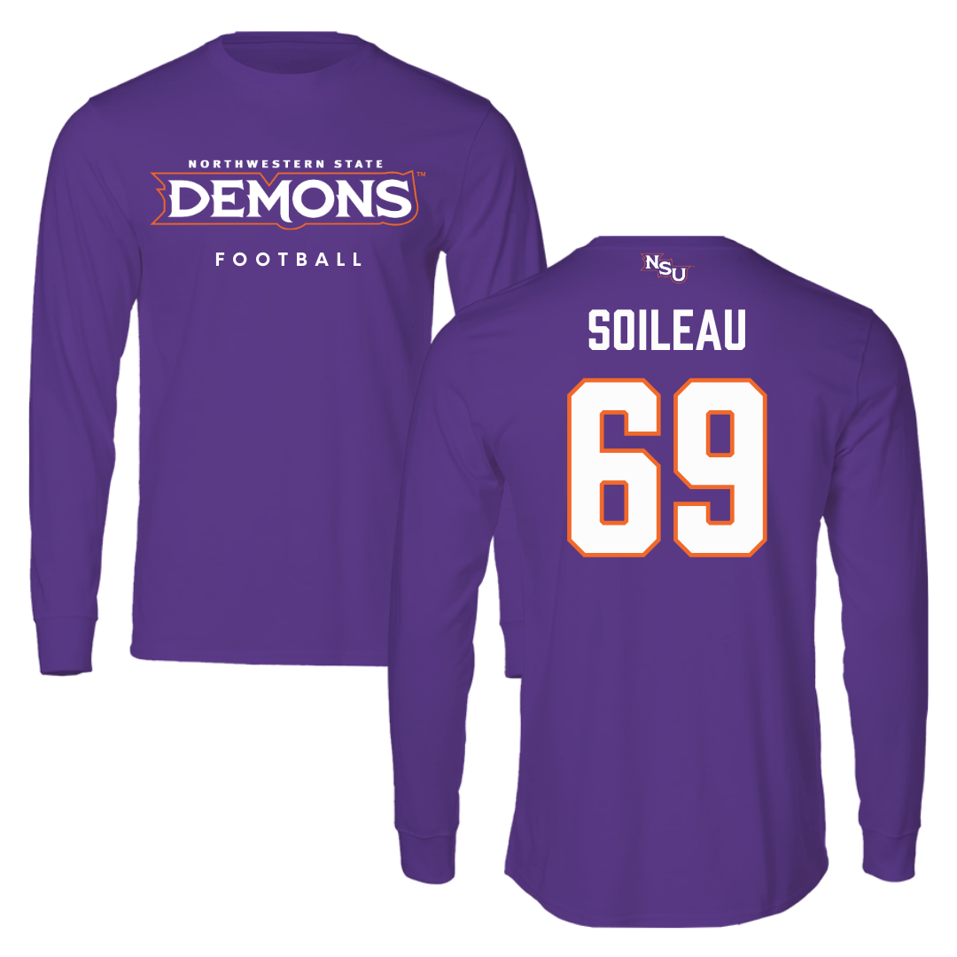 Northwestern State University Football Purple Demons Performance Long Sleeve - #69 Nicholas Soileau
