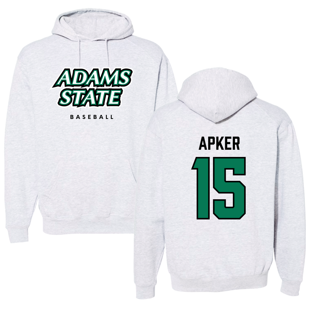 Adams State University Baseball Gray Block Hoodie - #15 Cory Apker