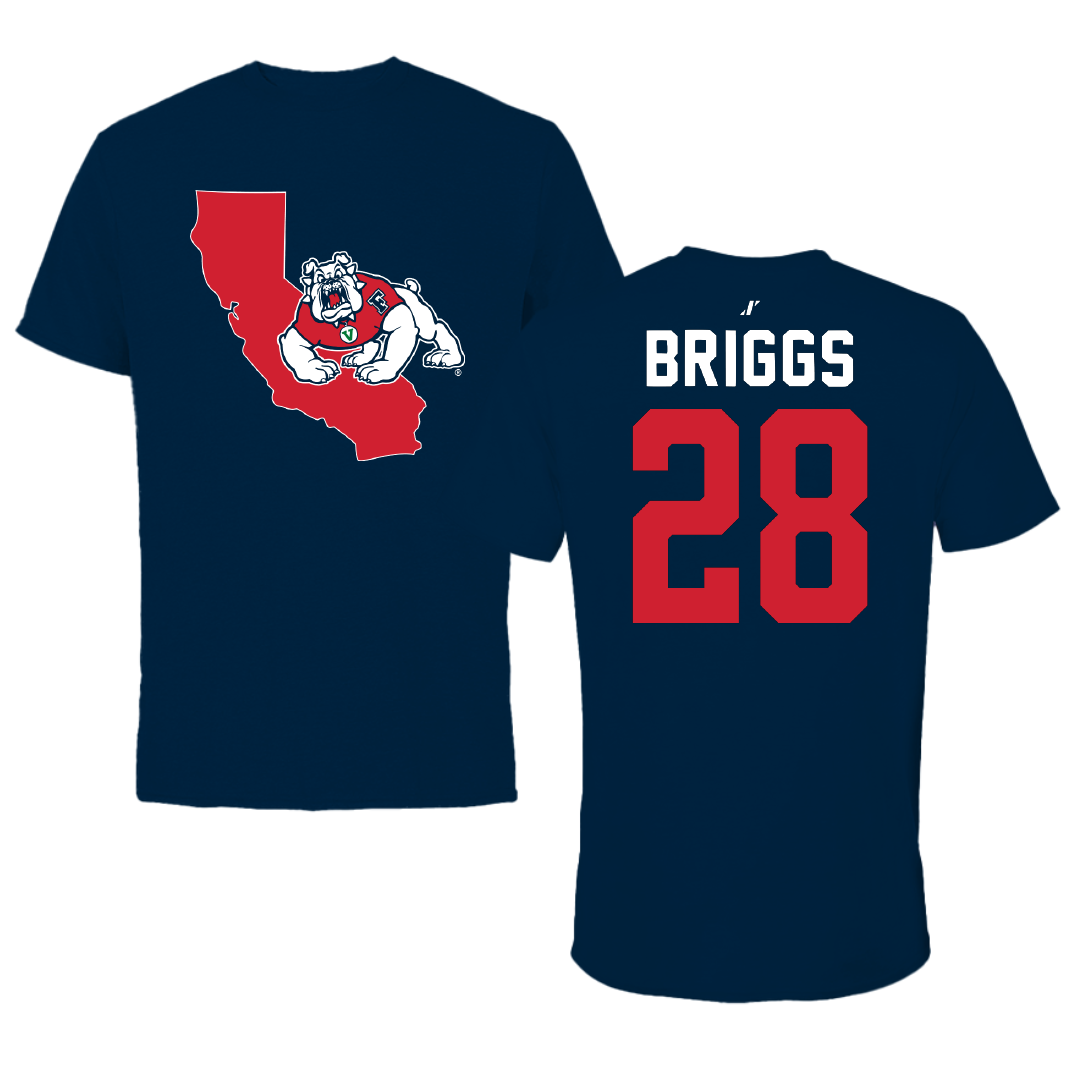 Fresno State University Football Navy State Tee - #28 Jomarion Briggs