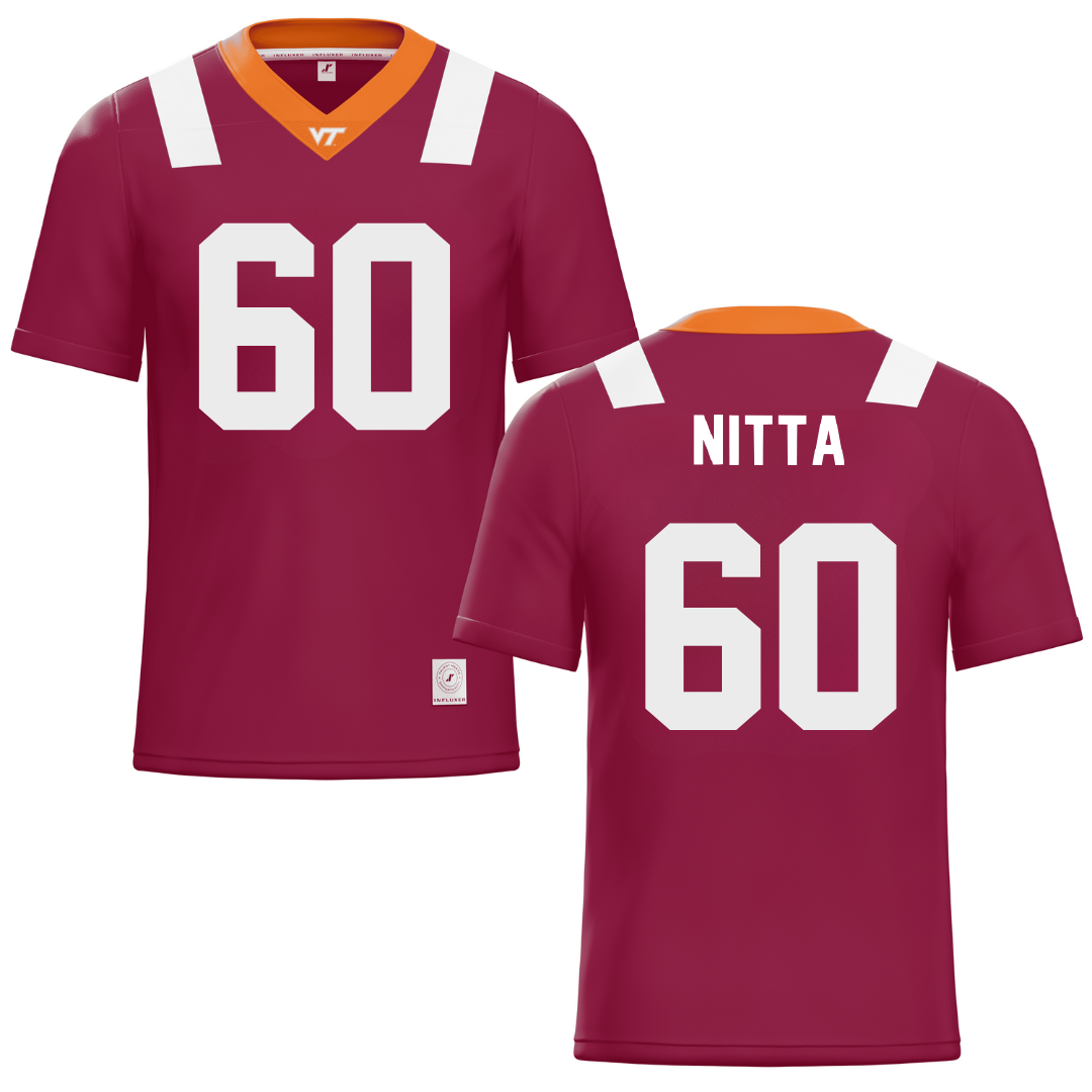 Virginia Tech Maroon Football Jersey - #60 Caleb Nitta