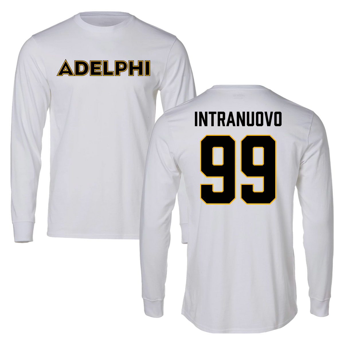 Adelphi University Soccer White Long Sleeve - #99 Gianluca Intranuovo