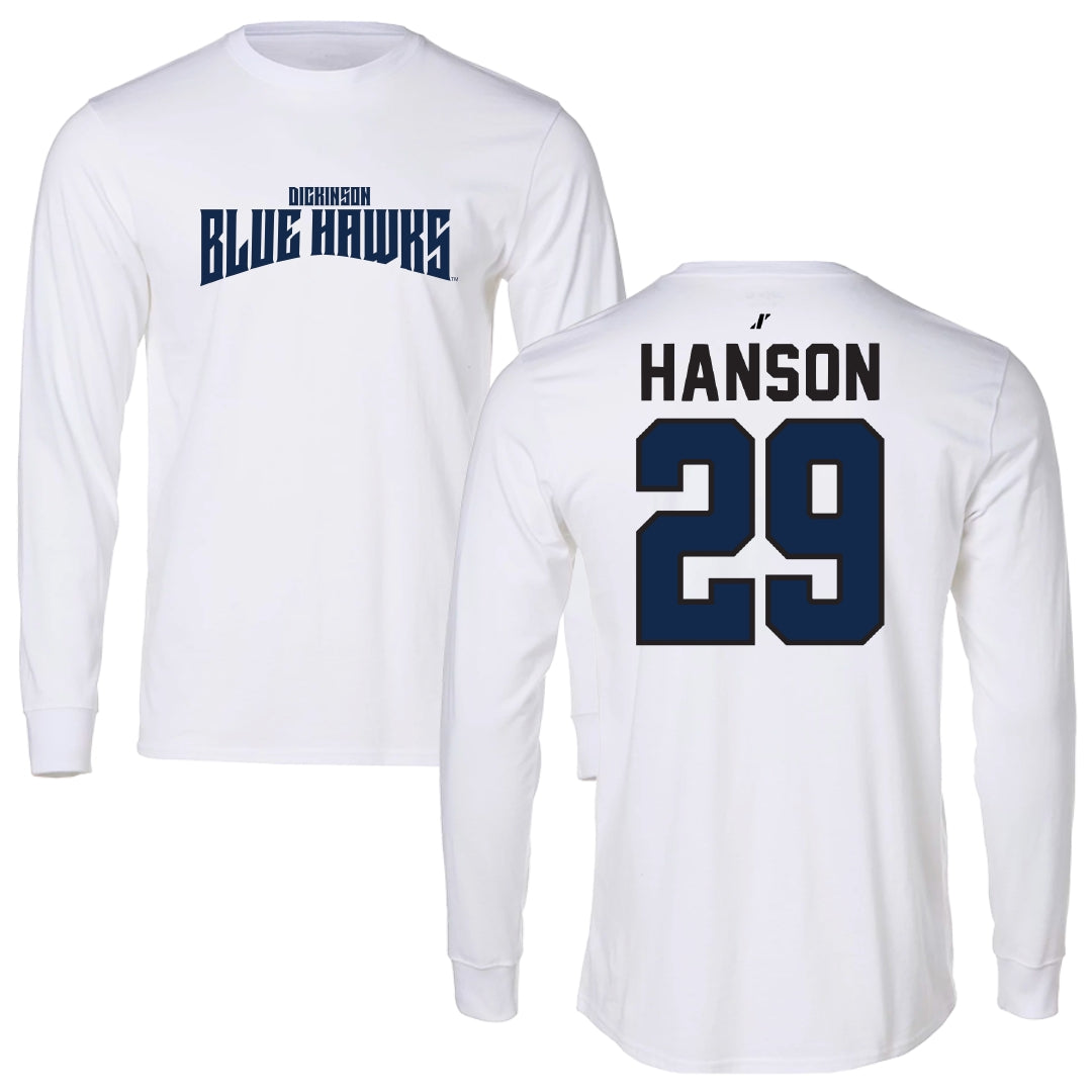 Dickinson State University Baseball White Classic Performance Long Sleeve - #29 Anthony Hanson