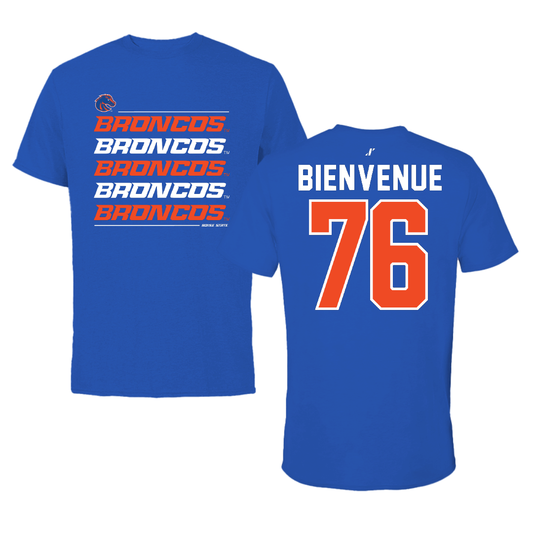 Boise State University Football Blue General Tee - #76 Greg Bienvenue