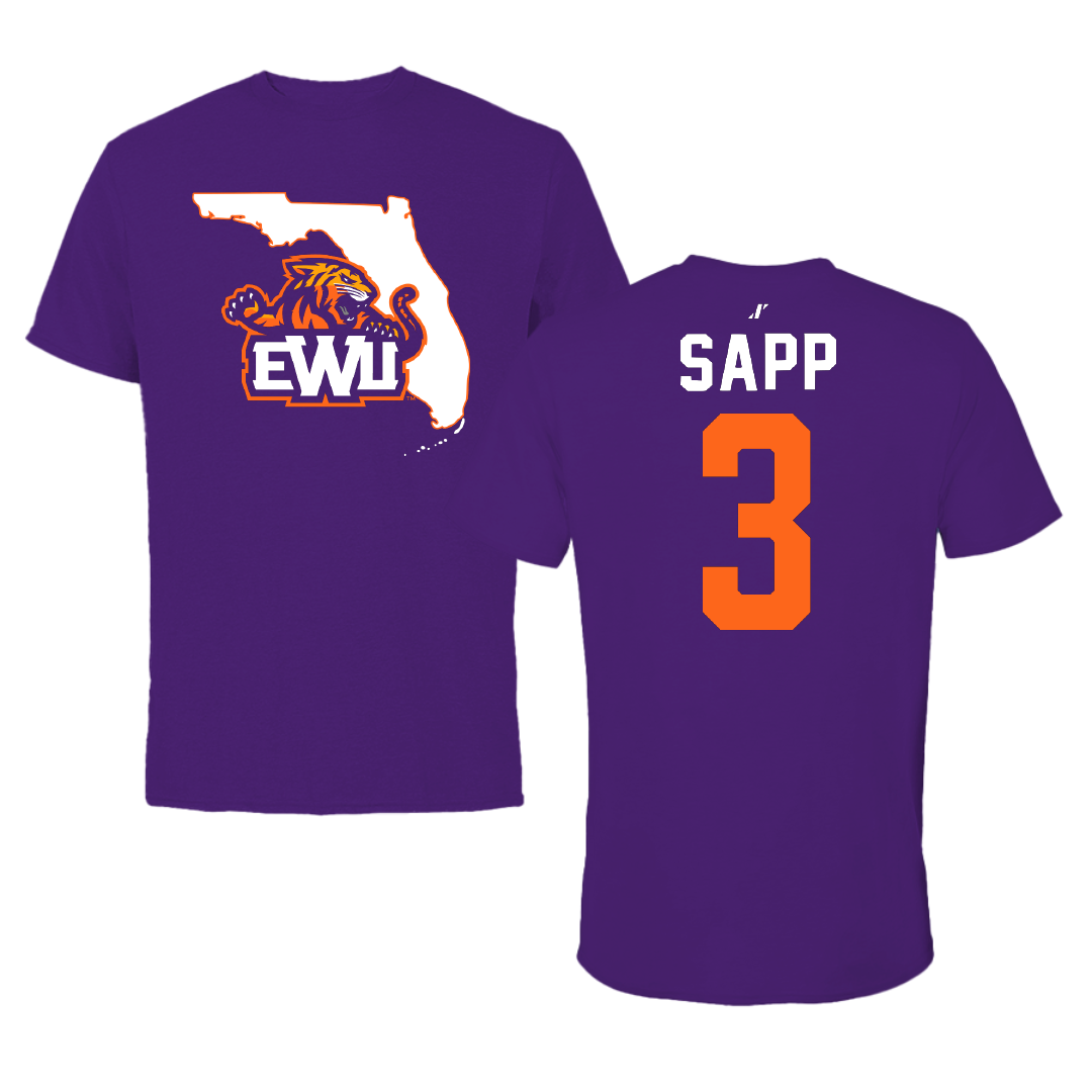 Edward Waters University Football Purple State Tee - #3 Dangelo Sapp