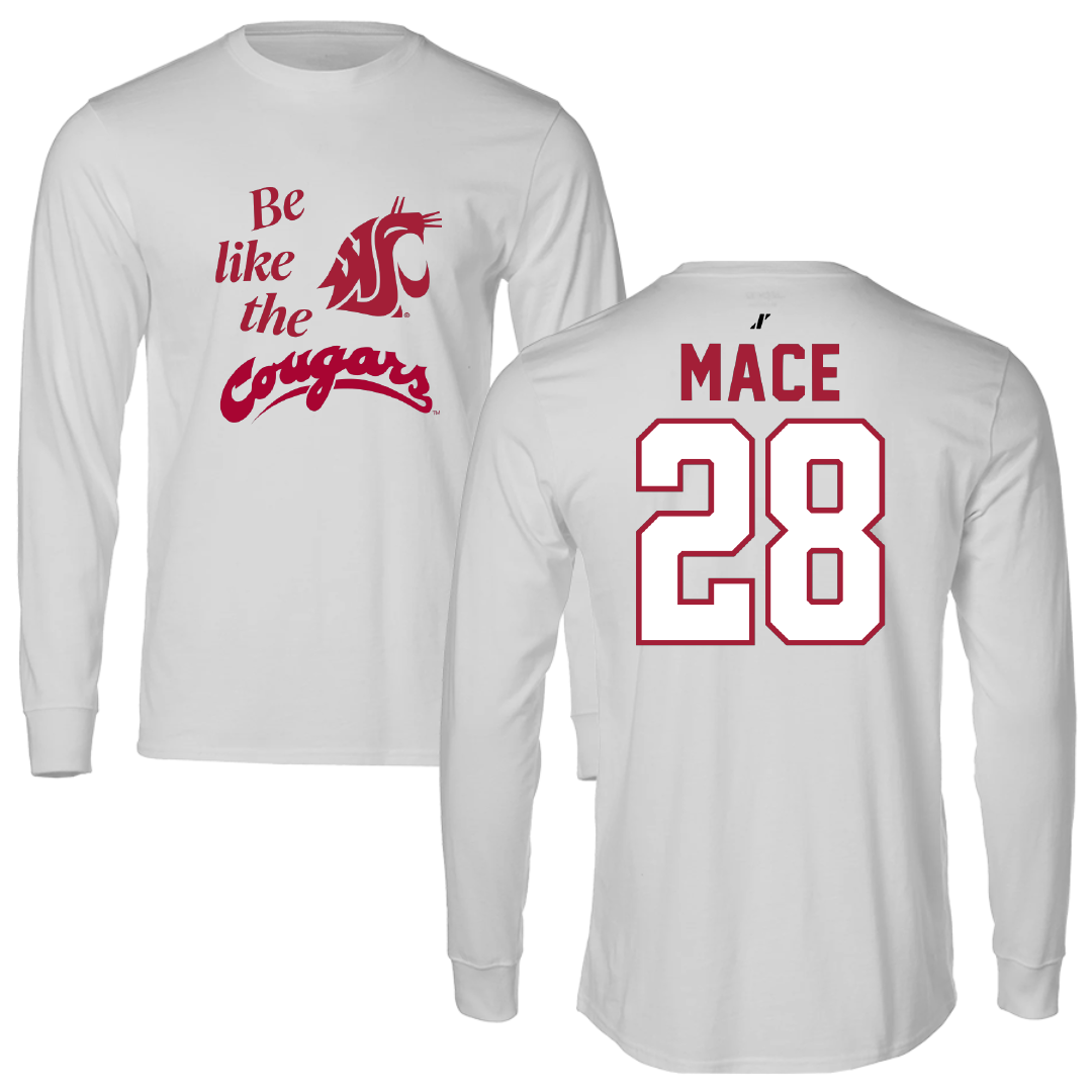 Washington State University Soccer Light Gray Be Like Us Performance Long Sleeve - #28 Maggie Mace