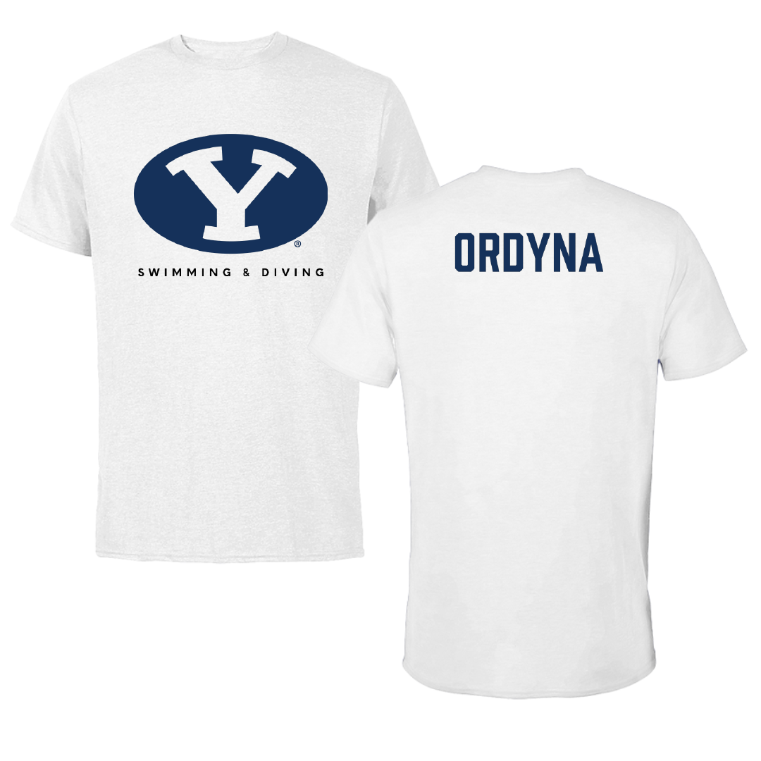 Brigham Young University Swimming & Diving White Performance Tee - Aubryn Ordyna