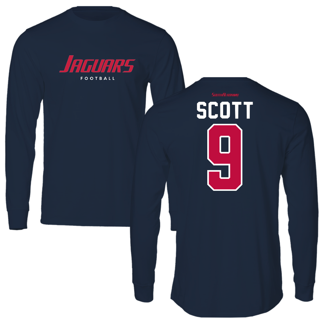 University of South Alabama Football Navy Performance Long Sleeve - #9 Jeremy Scott