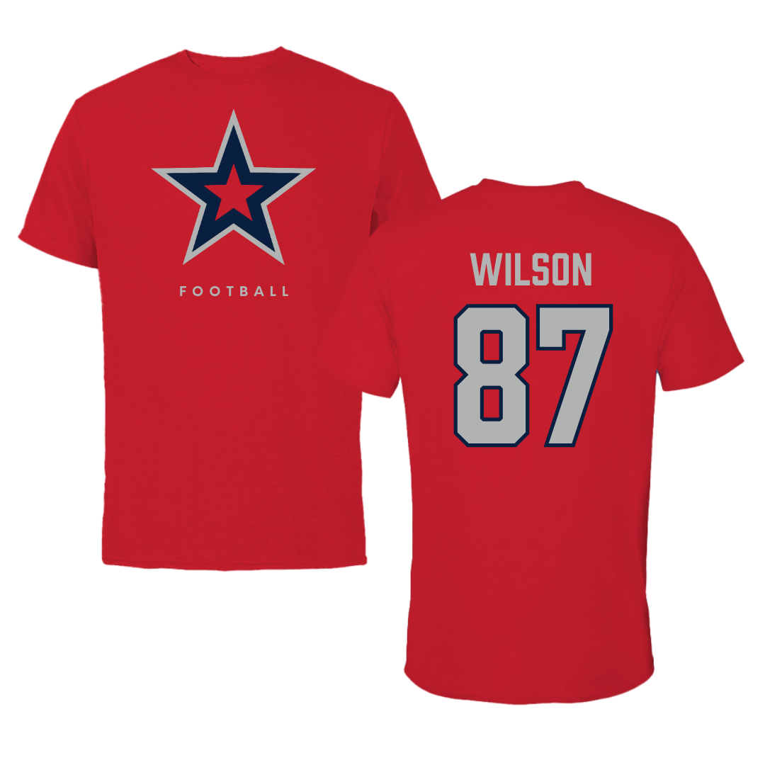 Robert Morris University Football Red Performance Tee - #87 Trevor Wilson