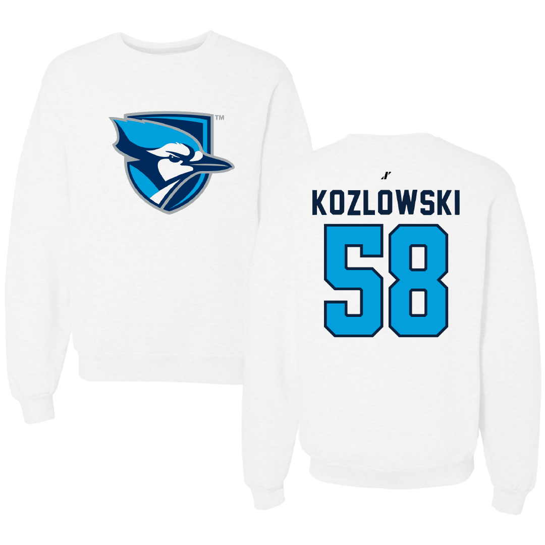 Elmhurst University Football White Crewneck - #58 Nick Kozlowski