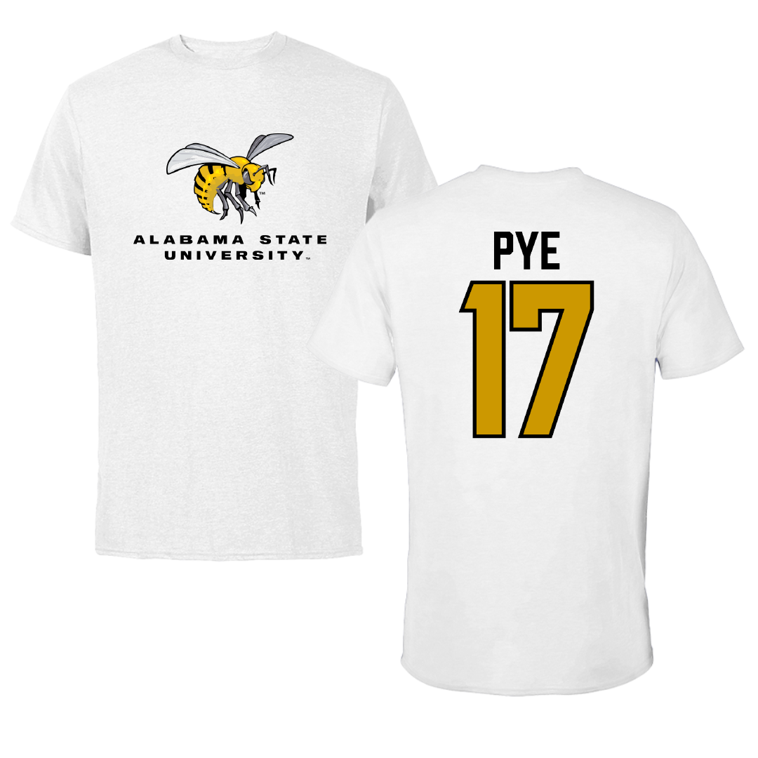 Alabama State University Softball White Performance Tee - #17 Ashley Pye
