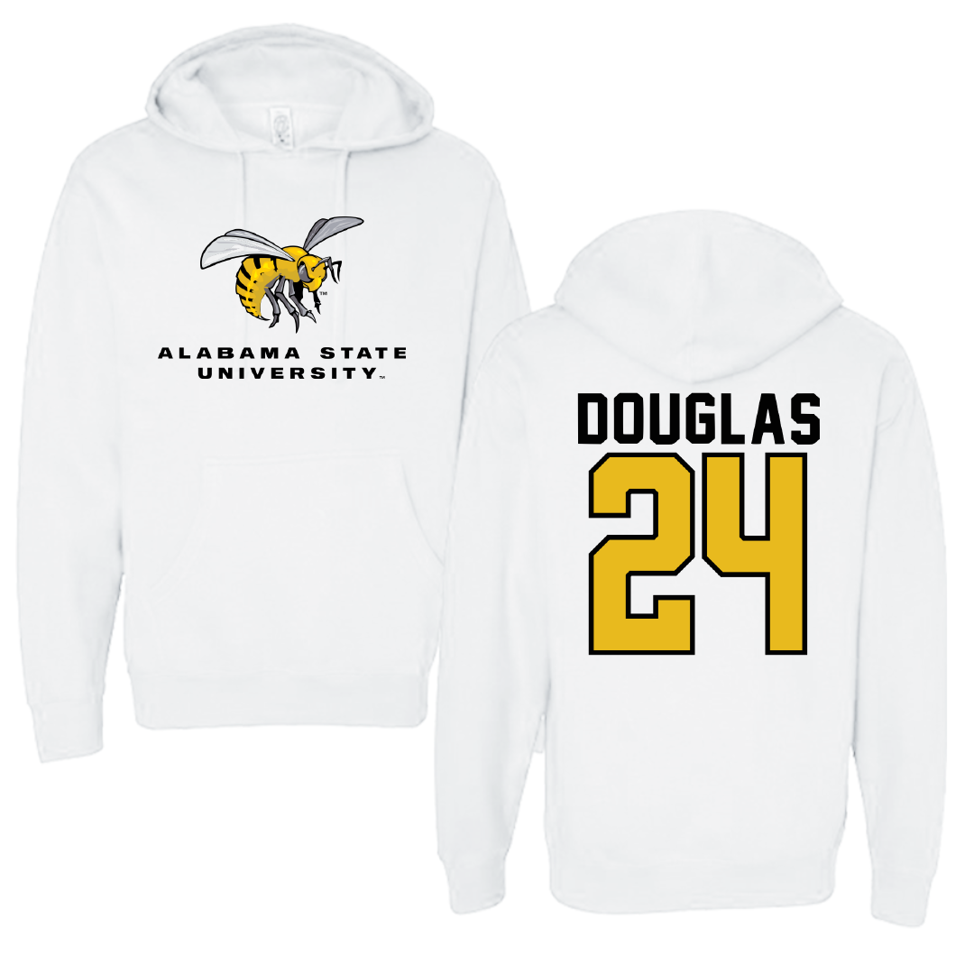 Alabama State University Baseball White Block Hoodie - #24 Kameron Douglas
