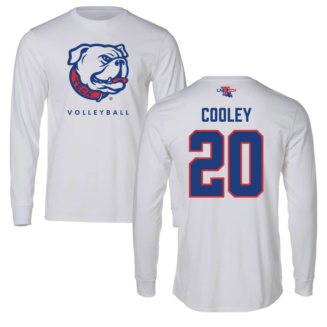 Louisiana Tech University Volleyball White Performance Long Sleeve - #20 Megan Cooley