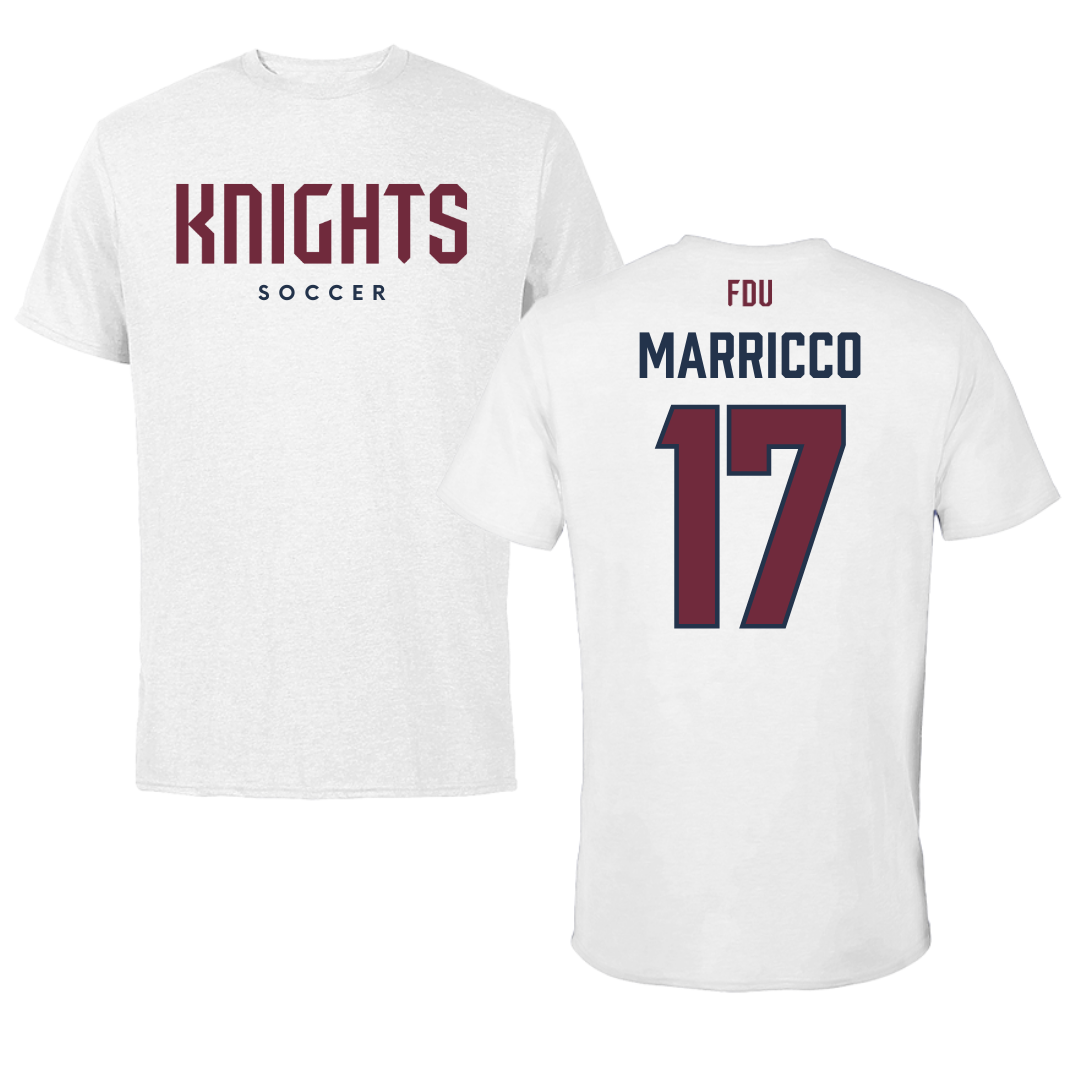 Fairleigh Dickinson University-Metropolitan Campus Soccer White Tee - #17 Madeline Marricco