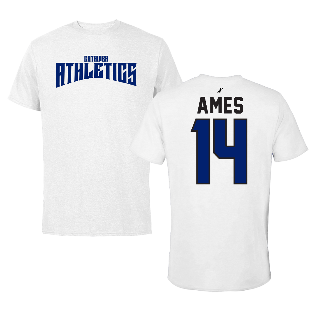 Catawba College Lacrosse White Classic Performance Tee - #14 Chloe Ames
