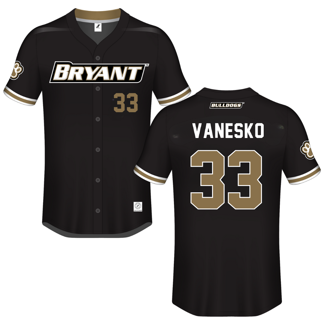 Bryant University Black Button-Down Jersey - #33 Jackson Vanesko