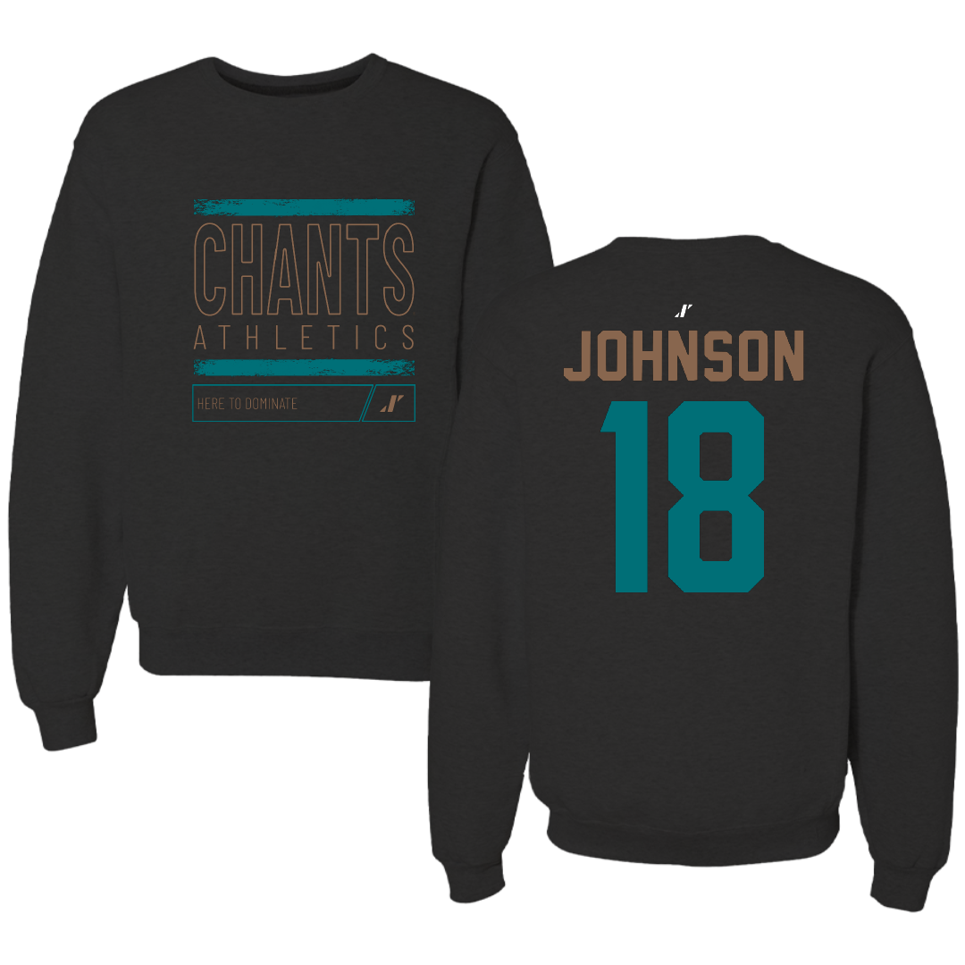 Coastal Carolina University Baseball Black Dominate Crewneck - #18 Hayden Johnson
