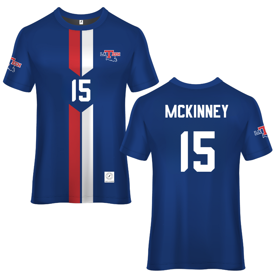 Louisiana Tech University Blue Soccer Jersey - #15 Callie McKinney