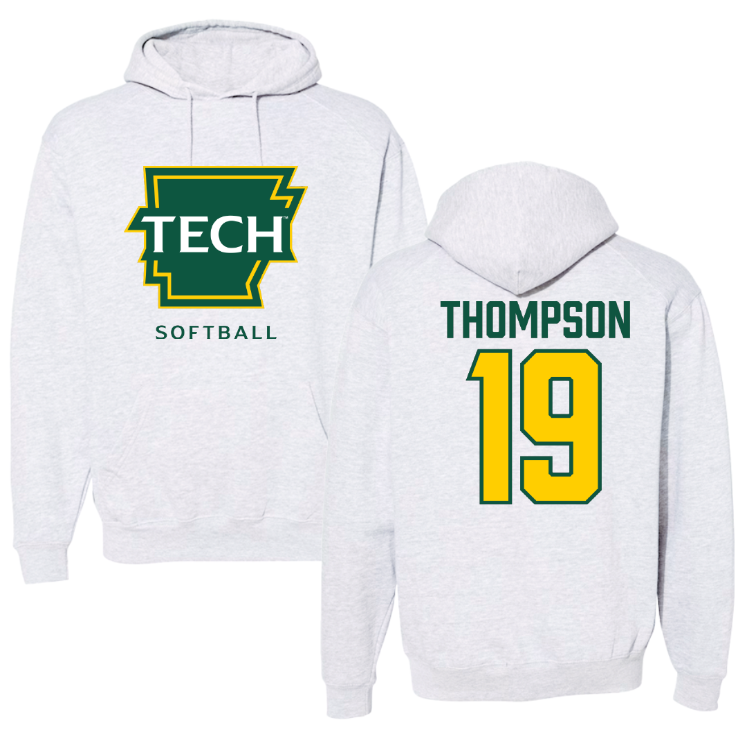 Arkansas Tech University Softball Gray Hoodie - #19 Aundrea Thompson