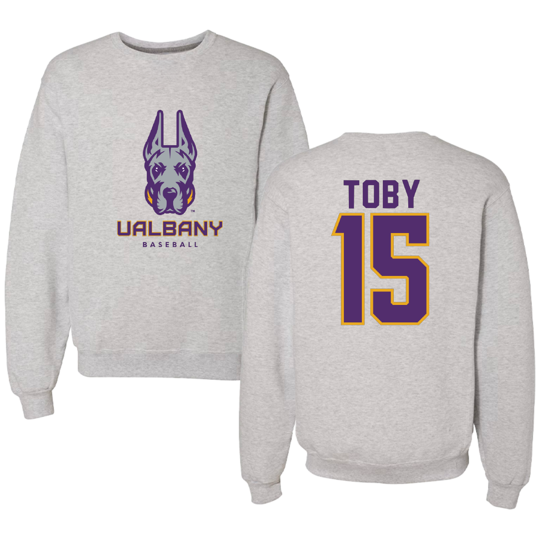 University at Albany Baseball Gray Crewneck - #15 Jared Toby