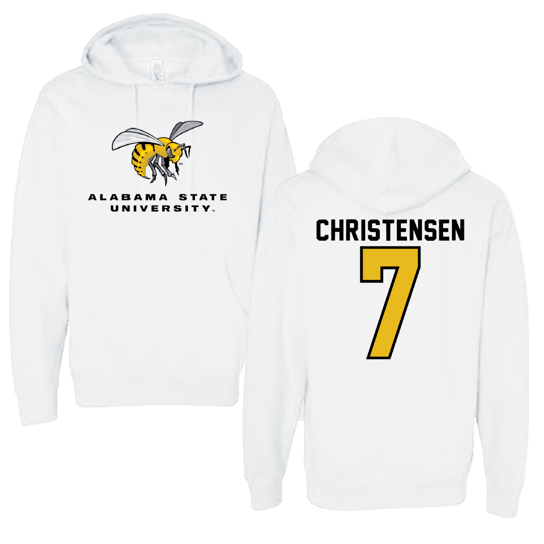Alabama State University Baseball White Block Hoodie - #7 Jax Christensen