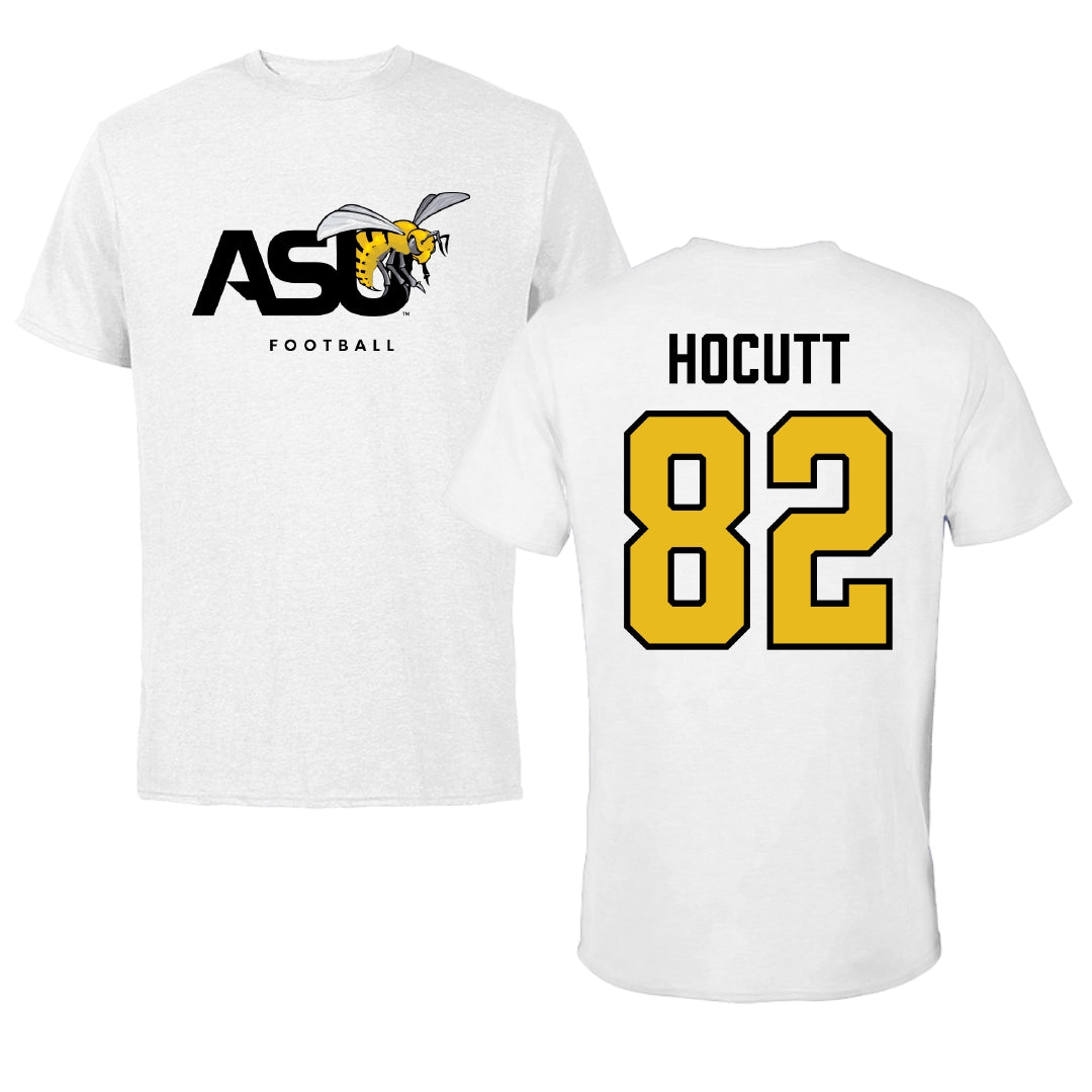 Alabama State University Football White ASU Tee - #82 Will Hocutt