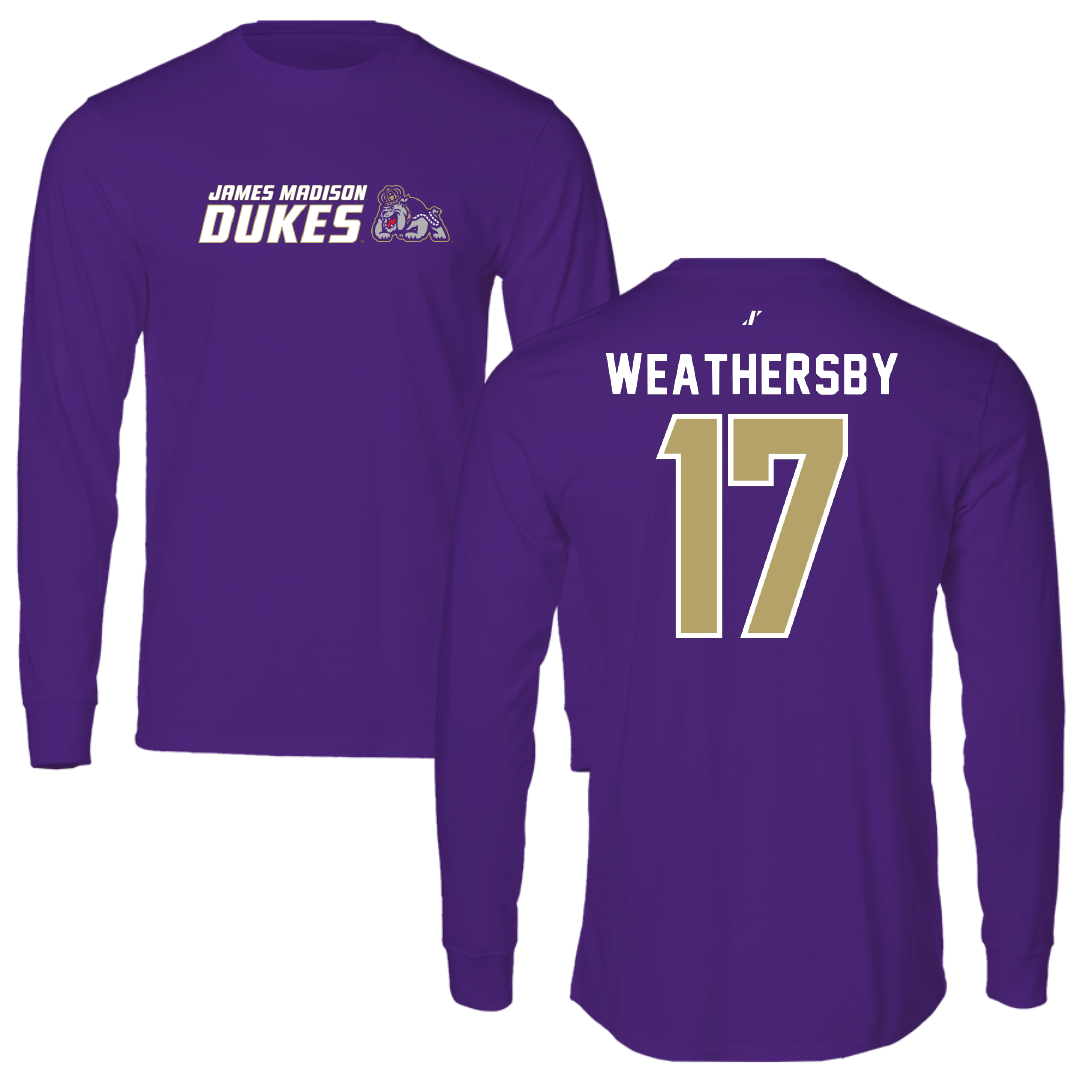 James Madison University Football Purple General Performance Long Sleeve - #17 Gannon Weathersby