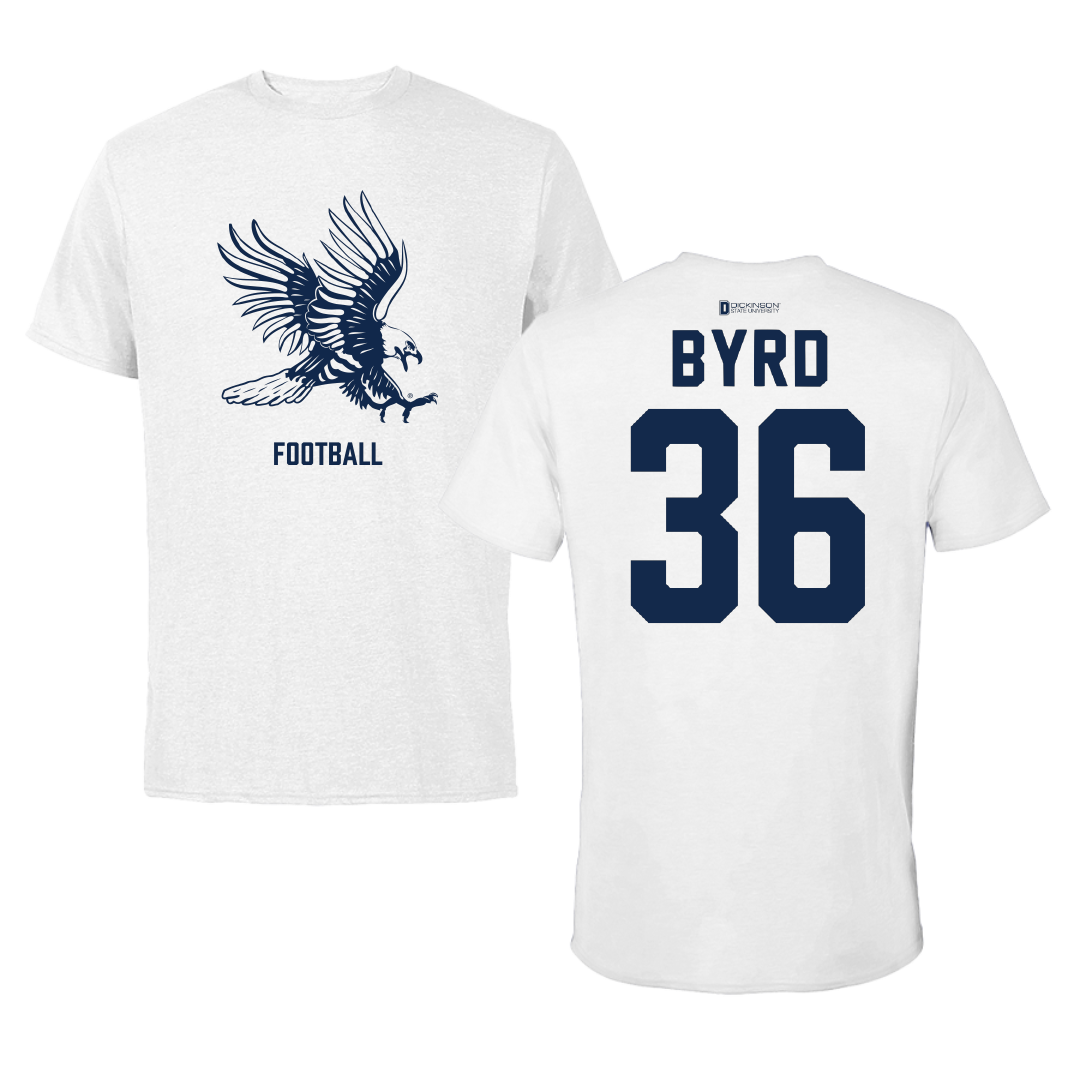 Dickinson State University Football White Tee - #36 Dylan Byrd