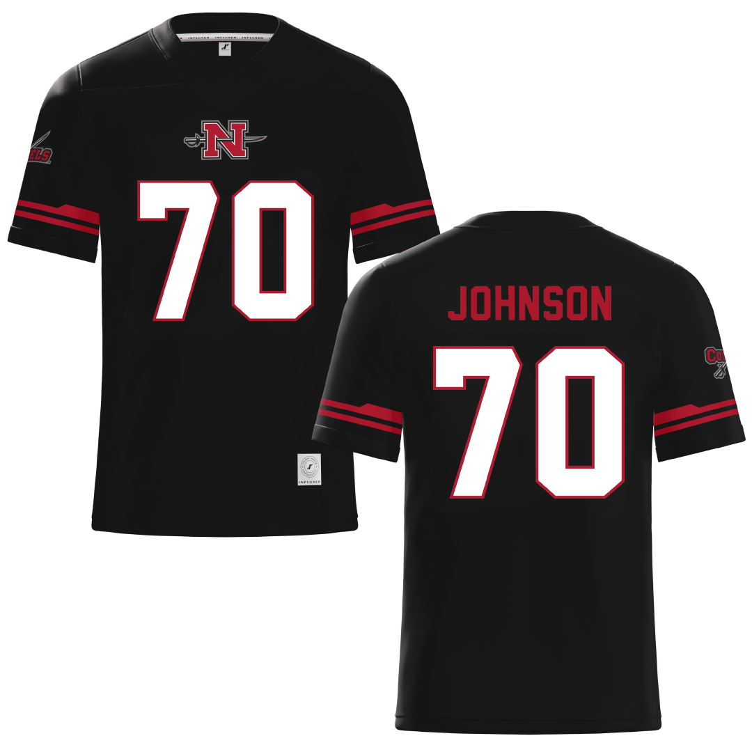 Nicholls State University Black Football Jersey - #70 Jacob Johnson
