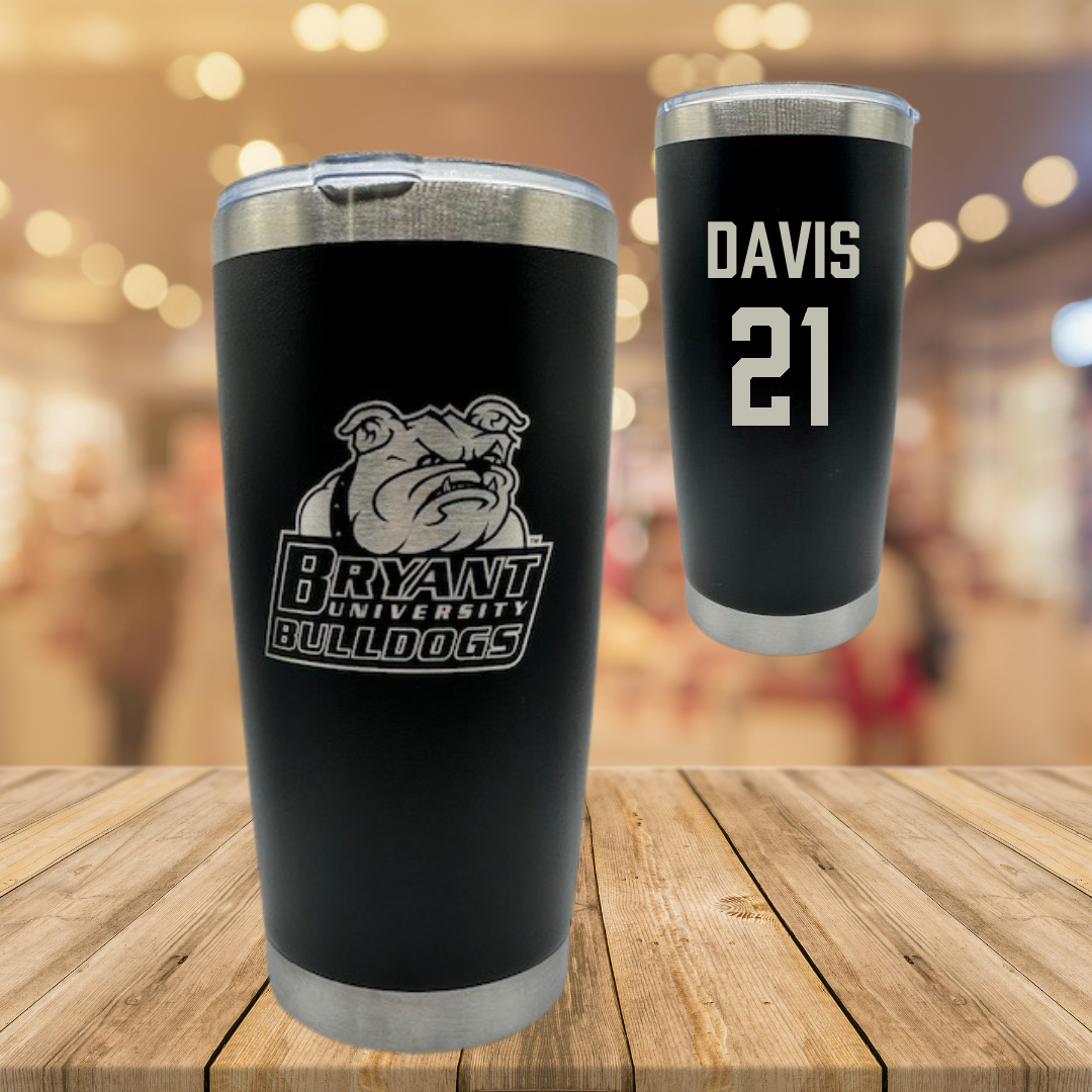 Bryant University Basketball Black Stainless Steel Tumbler - #21 Aaron Davis