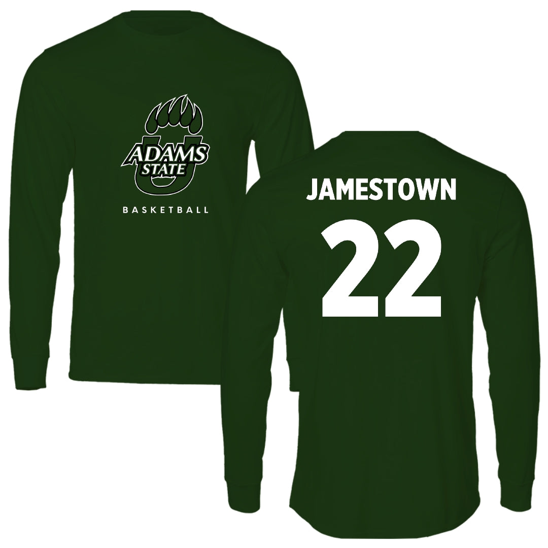 Adams State University Basketball Forest Green Performance Long Sleeve - #22 Tajaun Jamestown