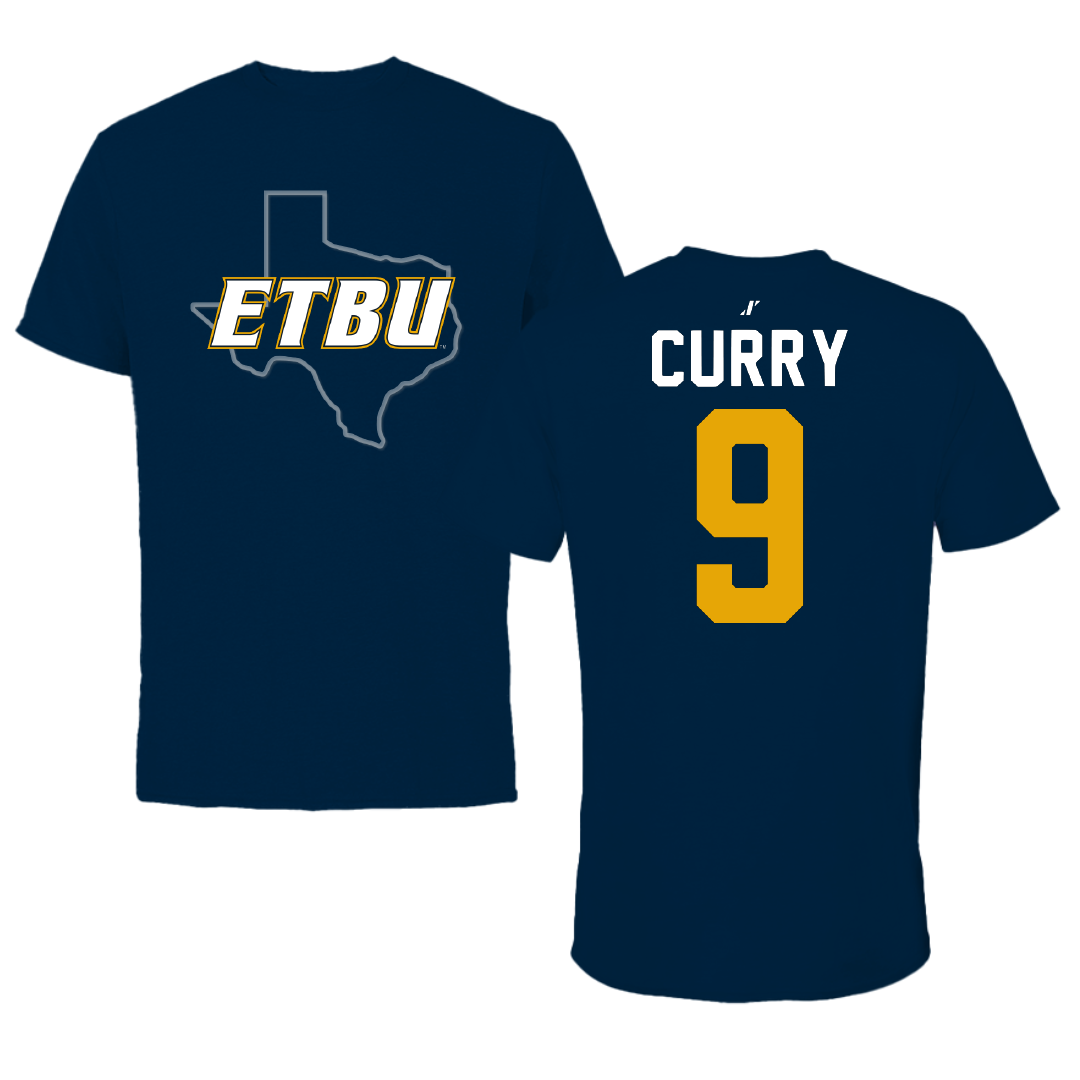East Texas Baptist University Football Navy State Performance Tee - #9 Hayden Curry