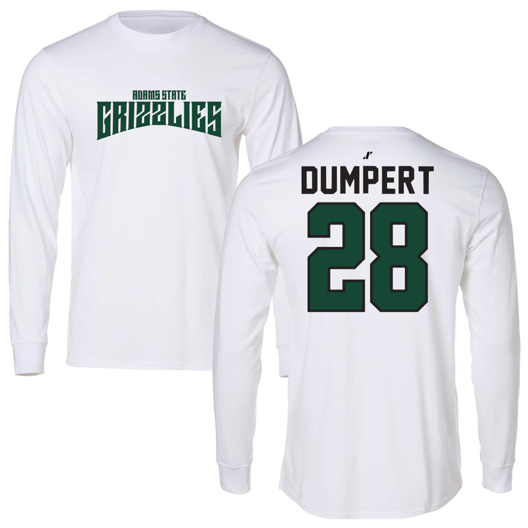 Adams State University Lacrosse White Classic Performance Long Sleeve - #28 Devon Dumpert