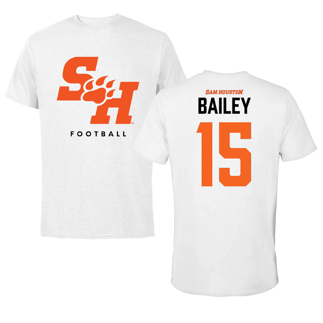 Sam Houston State University Football White Performance Tee - #15 DJ Bailey