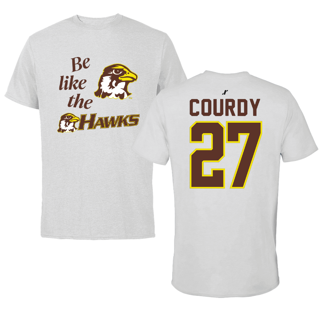 Quincy University Soccer Light Gray Be Like Us Tee - #27 Sebastian Courdy