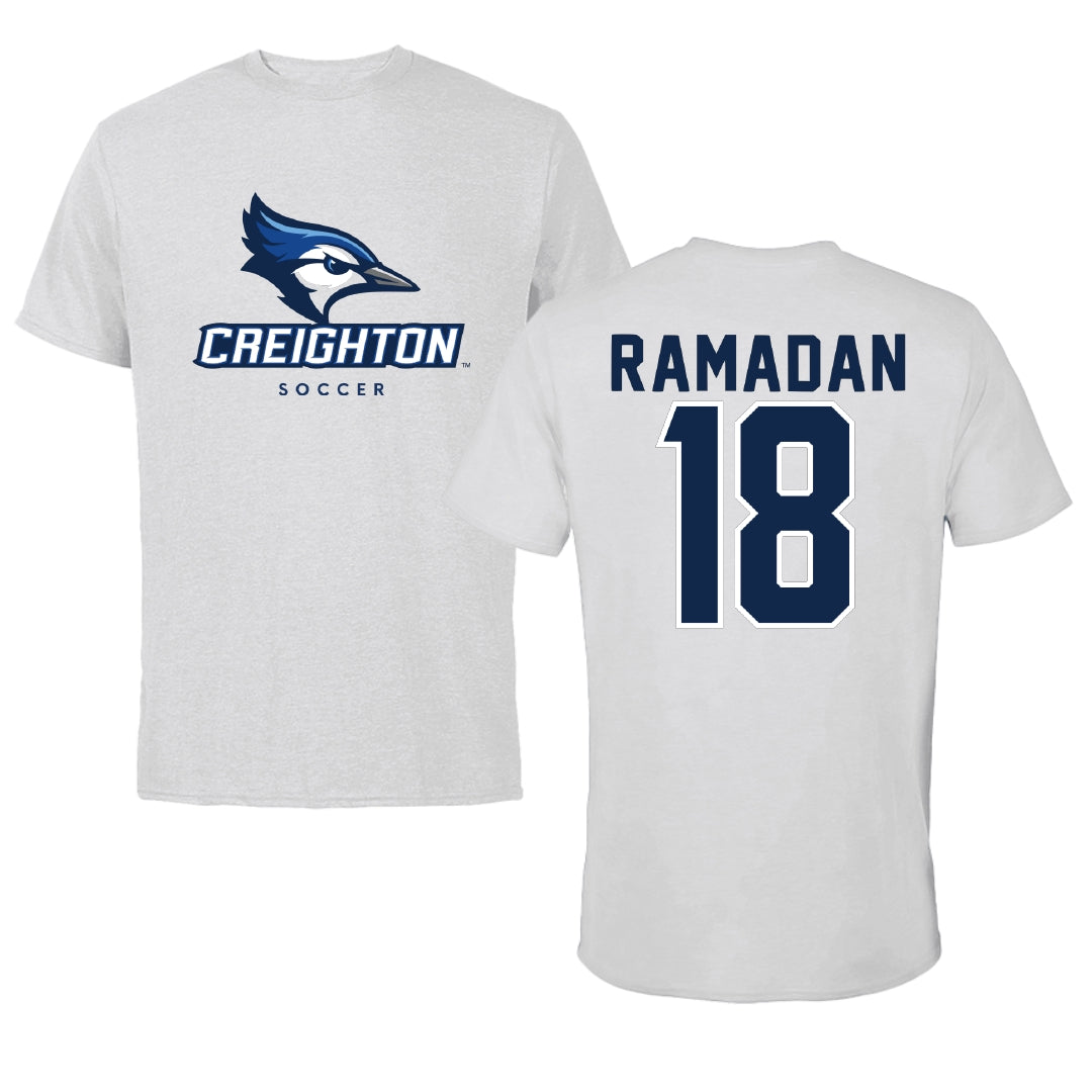 Creighton University Soccer Light Gray Tee - #18 Ali Ramadan