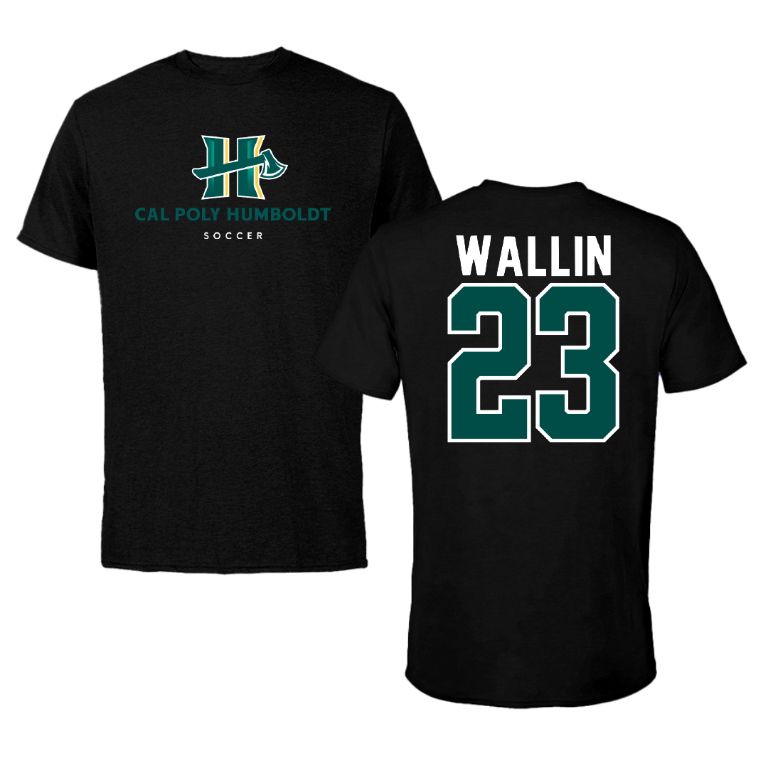 Cal Poly Humboldt Soccer Black Tee - #23 Emilie Wallin