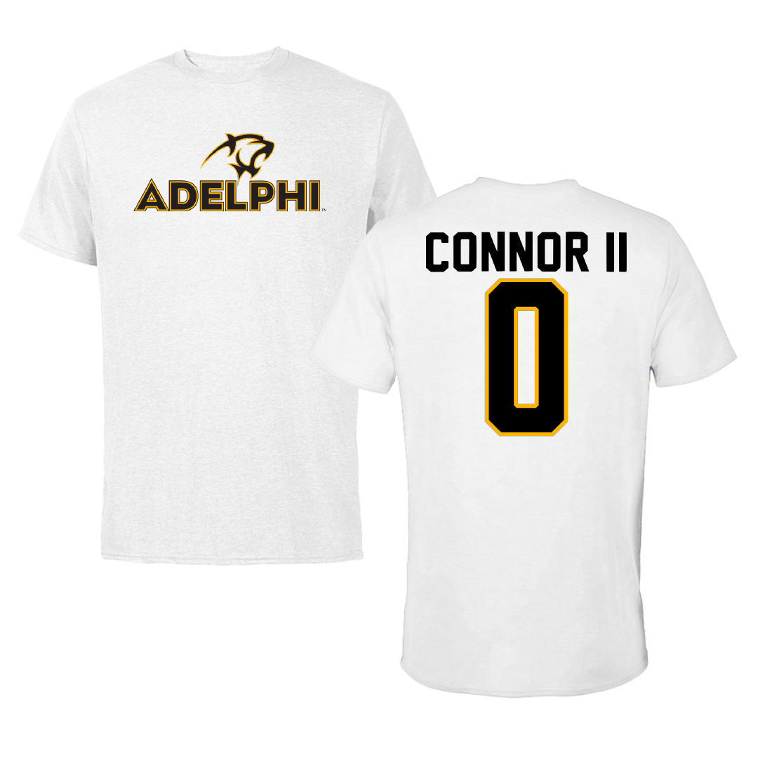 Adelphi University Basketball White Tee - #0 Al-Fatir Connor II
