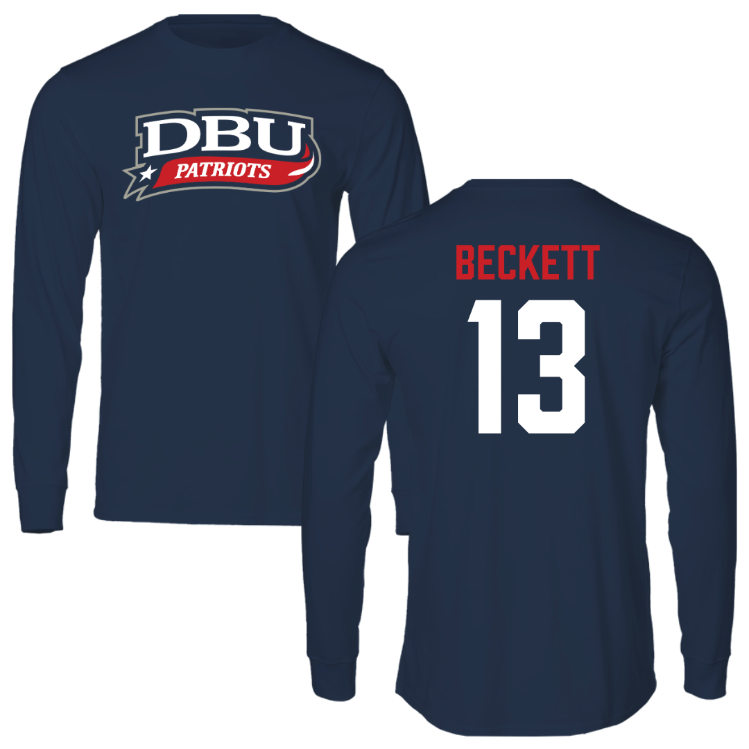 Dallas Baptist University Ice Hockey Navy Long Sleeve - #13 Christian Beckett