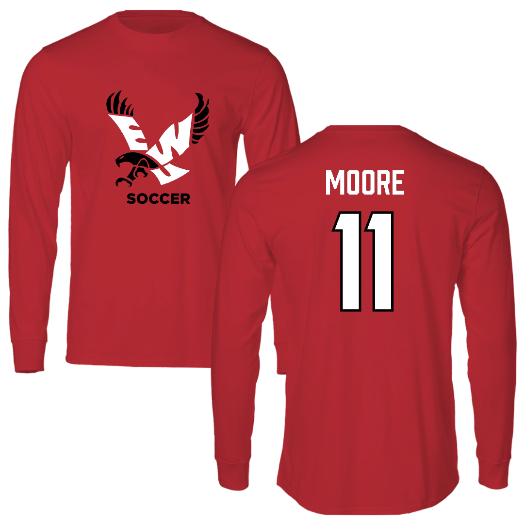 Eastern Washington University Soccer Red EWU Performance Long Sleeve - #11 Kendall Moore