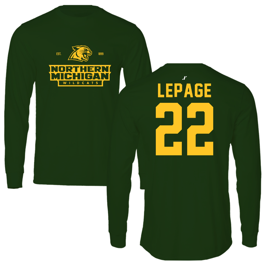 Northern Michigan University Basketball Forest Green General Long Sleeve - #22 Cooper LePage