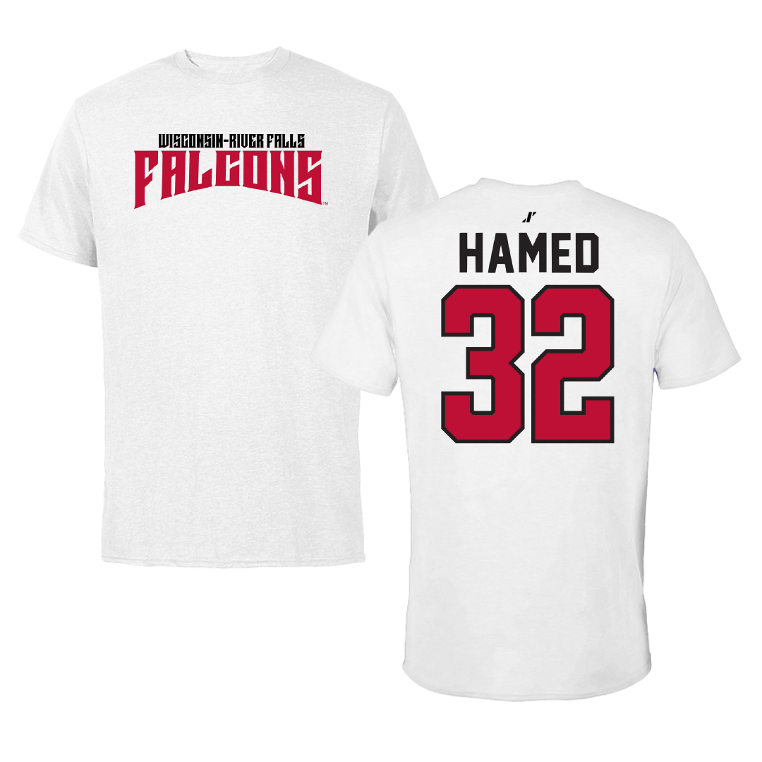University of Wisconsin-River Falls Football White Classic Performance Tee - #32 Adam Hamed