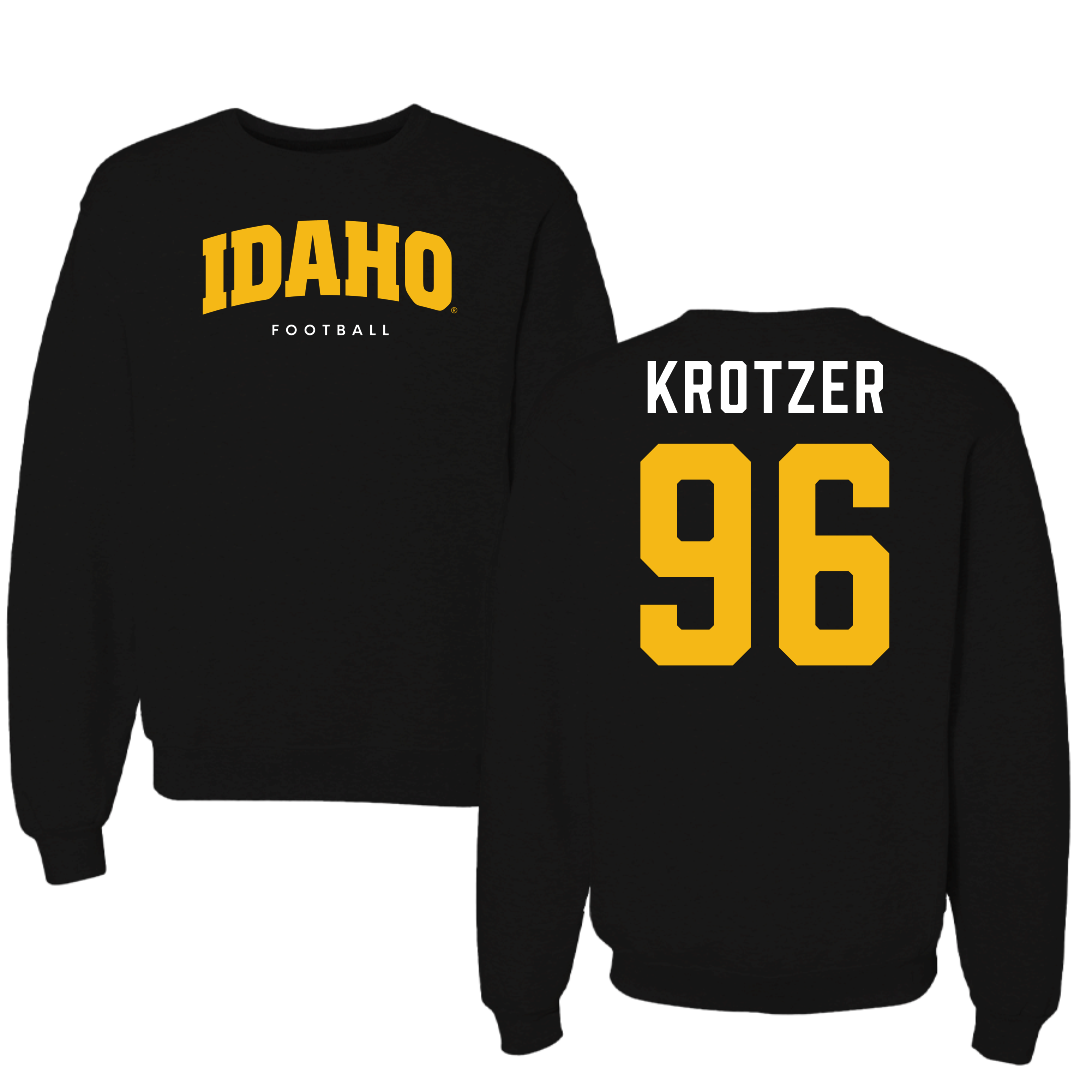 University of Idaho Football Black Idaho Crewneck - #96 Zach Krotzer