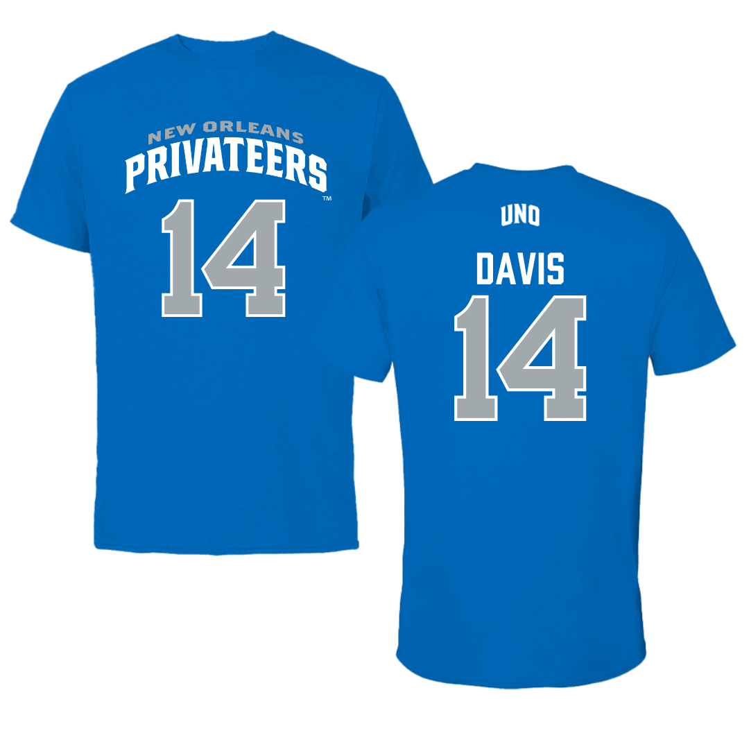 University of New Orleans Basketball Blue Jersey Tee - #14 Kyla Davis