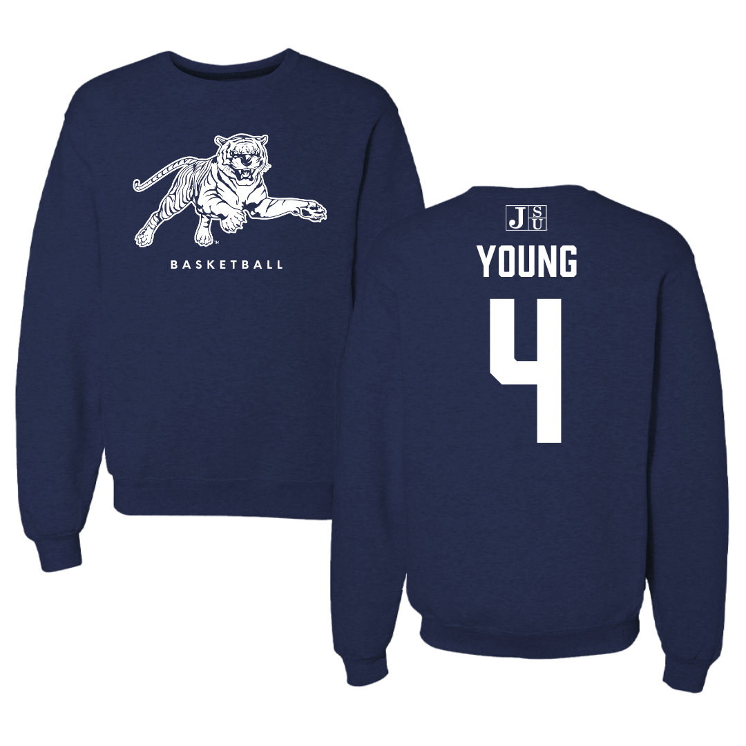 Jackson State University Basketball Navy Crewneck - #4 Coltie Young