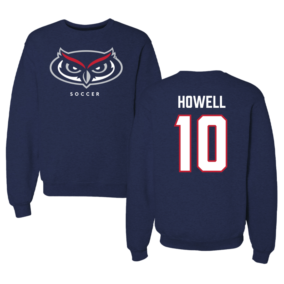 Florida Atlantic University Soccer Navy Mascot Crewneck - #10 Jamie Howell