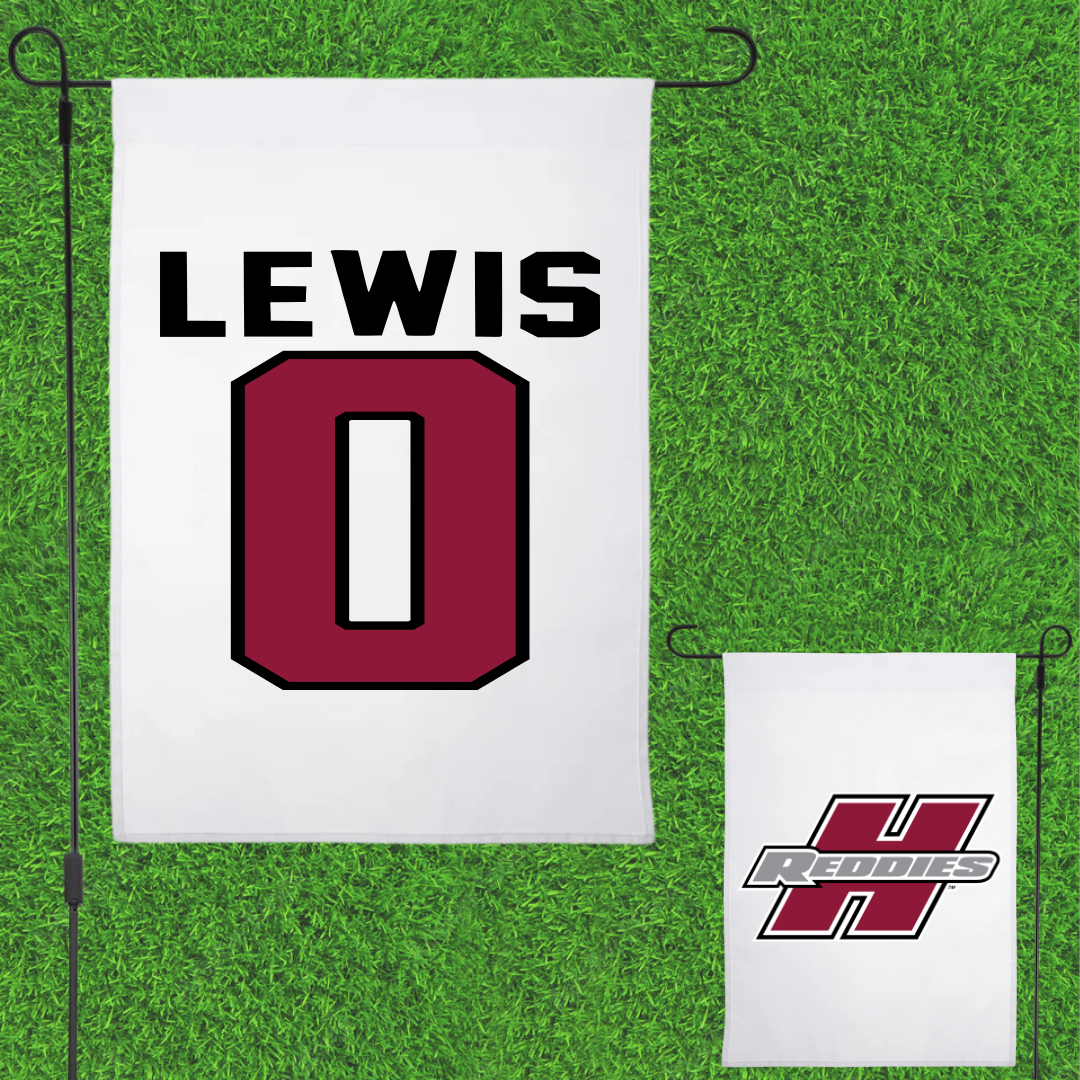 Henderson State University Football White Garden Flag - #0 Gary Lewis