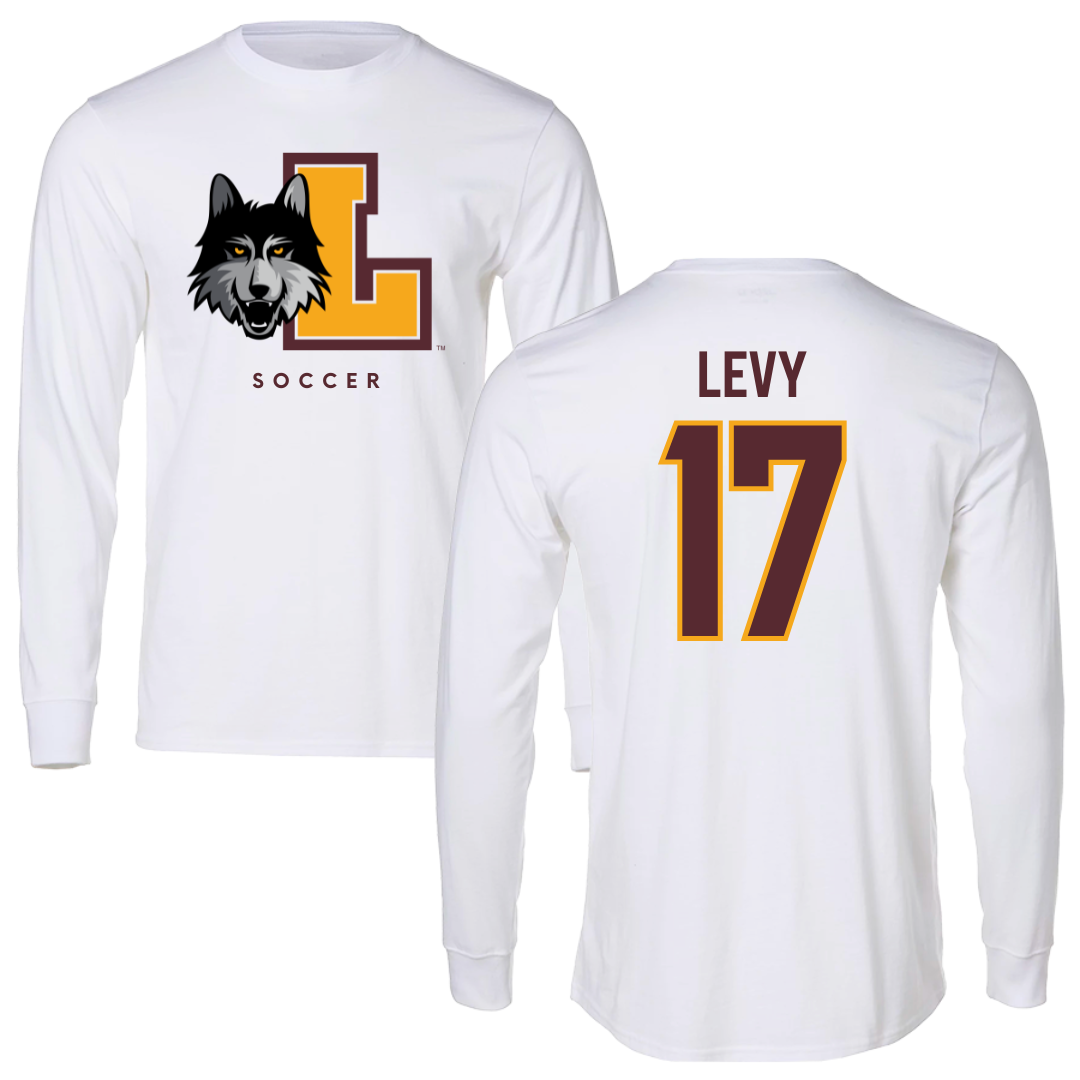 Loyola University-Chicago Soccer White Mascot Long Sleeve - #17 Dylan Levy