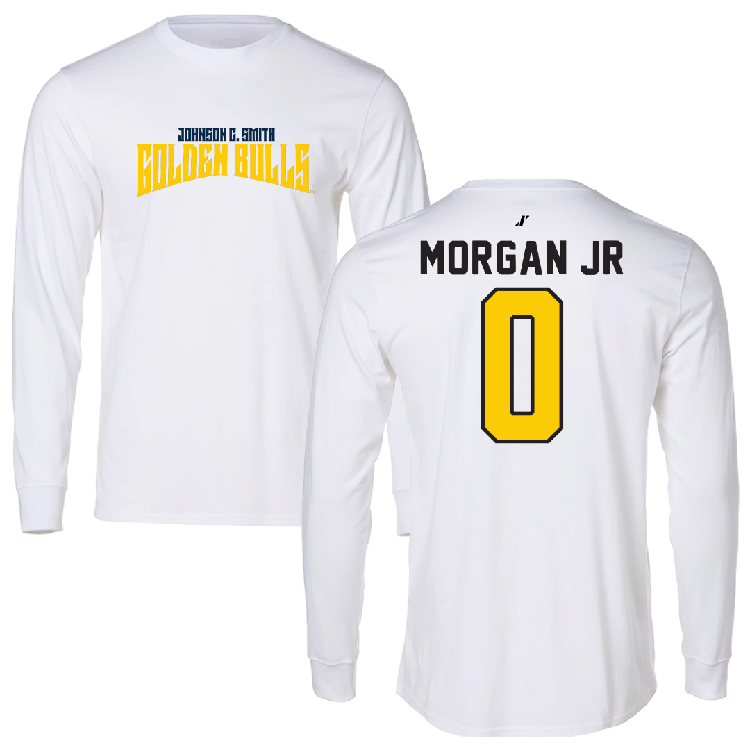 Johnson C. Smith University Football White Classic Performance Long Sleeve - #0 Brian Morgan Jr