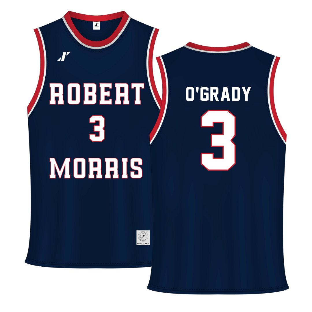 Robert Morris University Navy RMU Basketball Jersey - #3 Tanner O'Grady